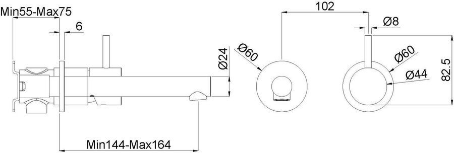 Wiesbaden Wastafelkraan Style | Inbouw | Mengkraan | Incl.Inbouwdeel | Gunmetal PVD