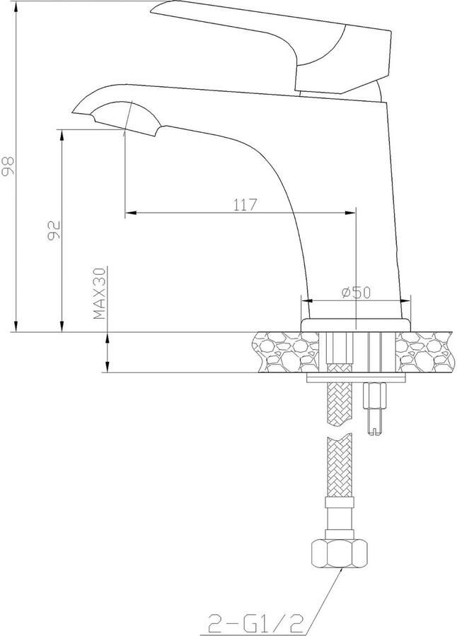 Wiesbaden Wastafelkraan Tarma | Opbouw | Mengkraan | Laag model | 1-hendel | Rond | Wit chroom