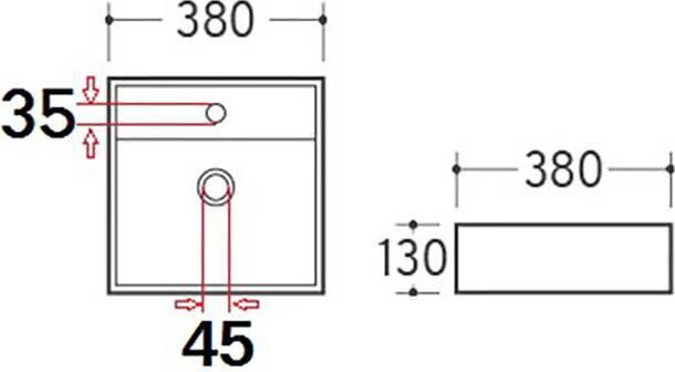 Xellanz Wastafel Opbouw Hangend Larx Vierkant 38.5x38.5x13cm Keramiek Glans Wit 1 Kraangat Overloop - Foto 7