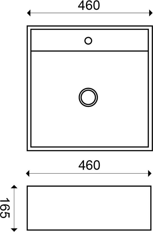 Xellanz Wastafel Opbouw Hangend Larx Vierkant 46x46x16.5cm Opzetwastafel Keramiek Glans Wit 1 Kraangat Overloop - Foto 3