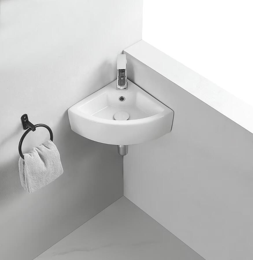 Xellanz Fontein Pallas Kwartrond Hoek 44 5x32 5x13cm Keramiek Glans Wit met Overloop - Foto 3