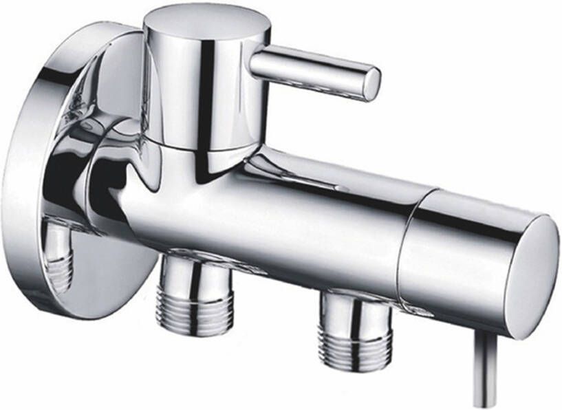 Wiesbaden Xellanz Riko Minimal dubbele hoekstopkraan 1 2"x3 8"x3 8"chroom - Foto 2