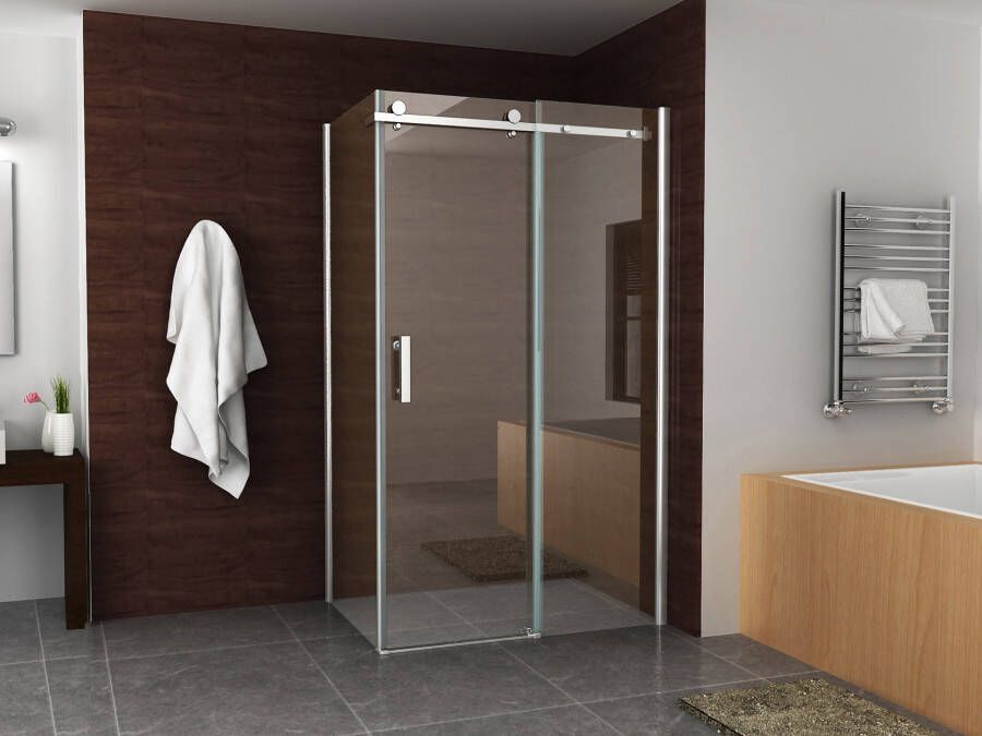 Xellanz Douchecabine Wiesbaden Rechthoek Schuifdeur 140x100x200cm Antikalk Helder Glas Aluminium Profiel 8mm Veiligheidsglas Easy Clean - Foto 5