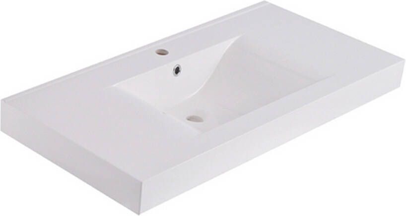 Xellanz Wiesbaden Tigris wastafel enkel met 1 kraangat 100x46x8 cm kunstmarmer glans wit 38.6102 - Foto 3
