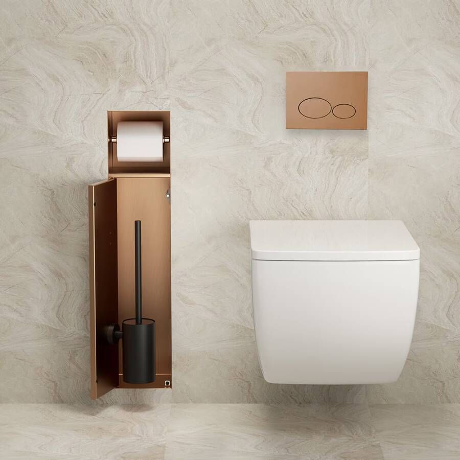 Xellanz Toiletrol- en borstelhouder Rocko | Inbouw | Betegelbaar | Messing | Geborsteld Brons Koper