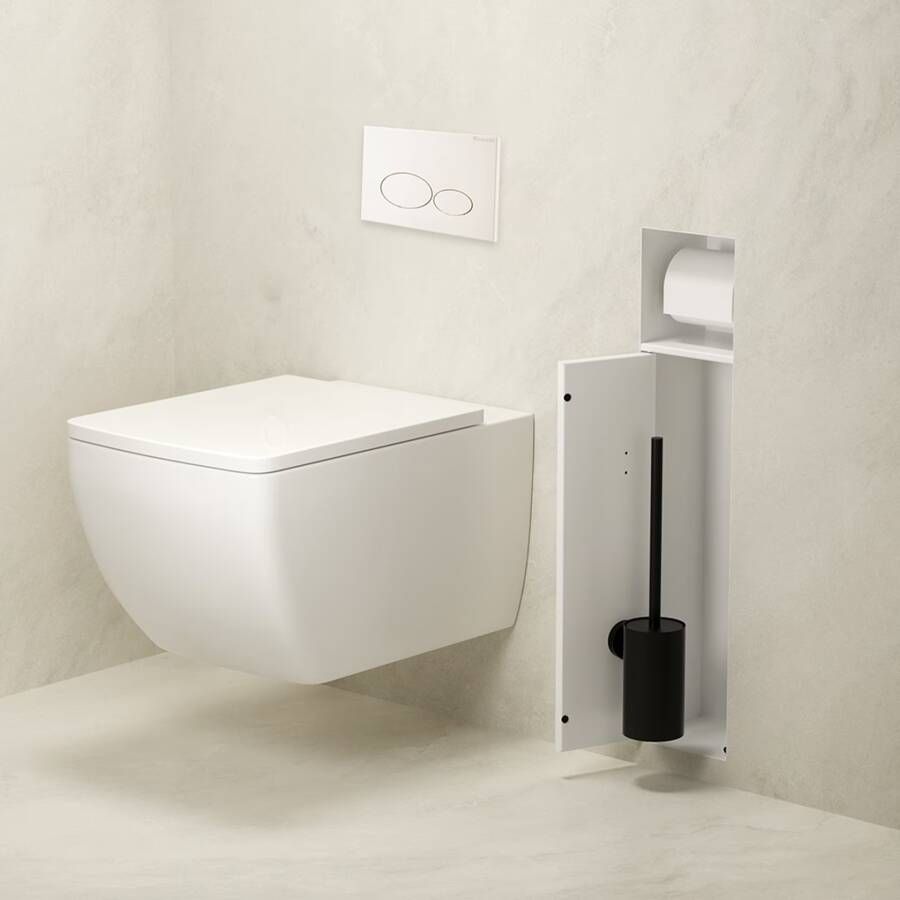 Xellanz Toiletrol- en borstelhouder Rocko | Inbouw | Betegelbaar | Messing | Mat Wit