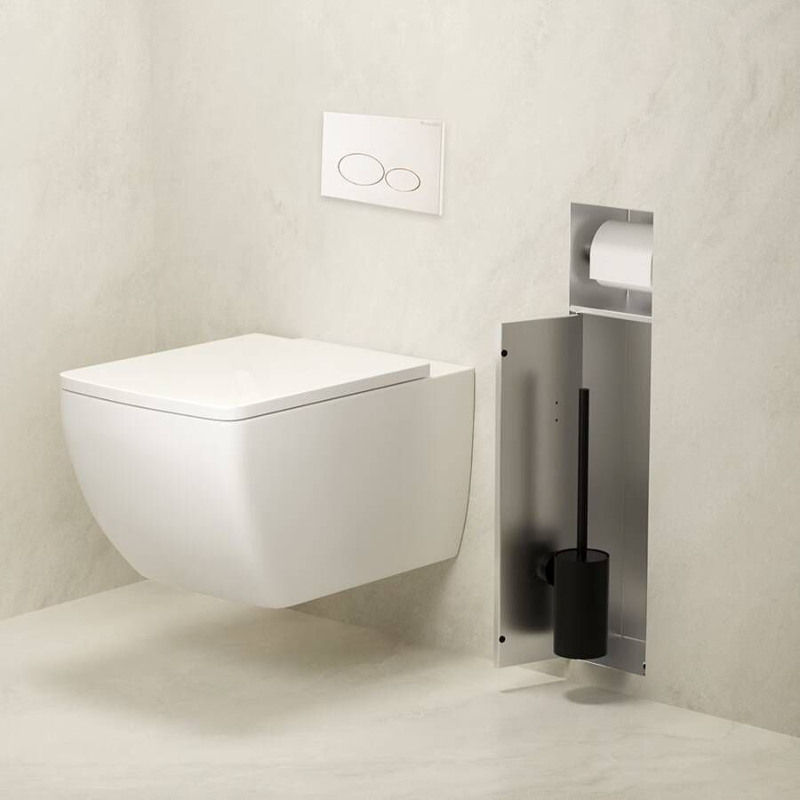 Xellanz Toiletrol- en borstelhouder Rocko | Inbouw | Betegelbaar | Messing | Rvs