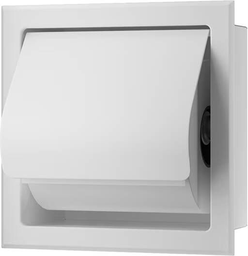 Xellanz Toiletrolhouder met klep Rocko | inbouw montage | Messing | Rechthoekig | Wit mat