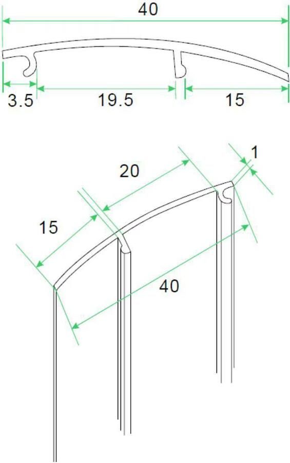 Wiesbaden Sub aluminium afdekstrip 200cm wandprofiel type 1 (oud)