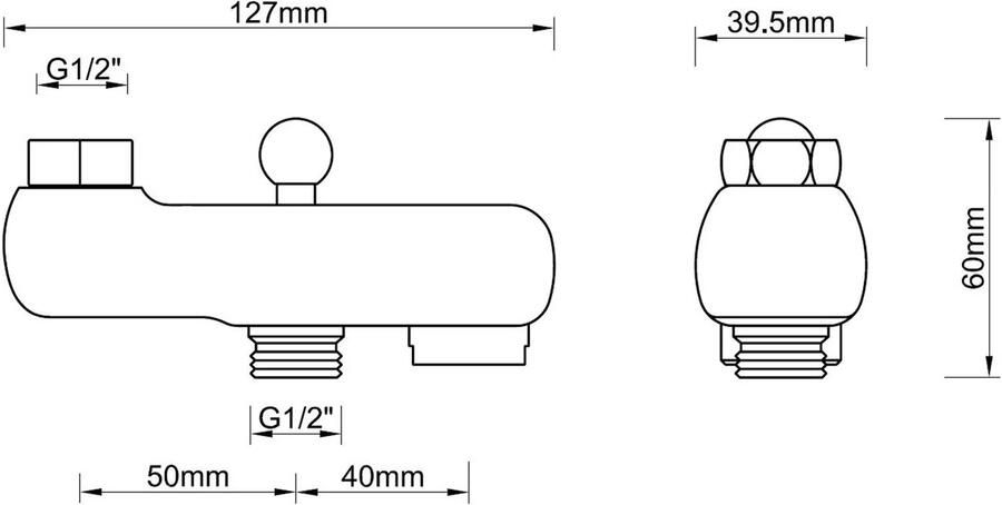 Xellanz Basic opbouw uitloop voor douchekraan met omstelknop 10 cm messing chroom - Foto 2