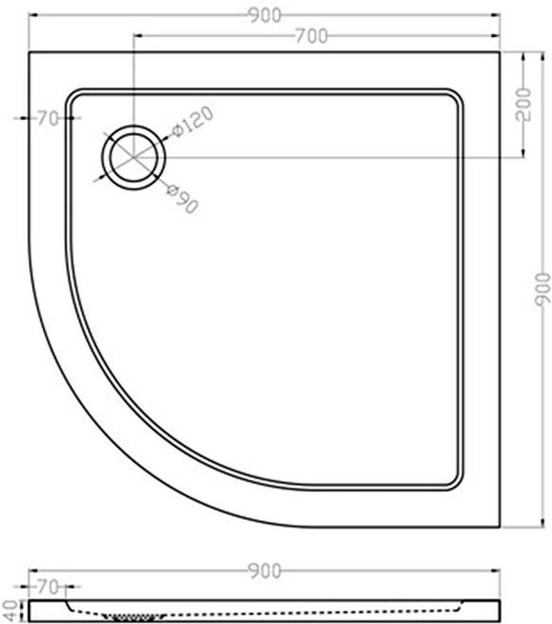 Xellanz Douchebak SMC | 90x90x4 cm | SMC | Excl.Afvoer | Kwartrond | Wit glans - Foto 3