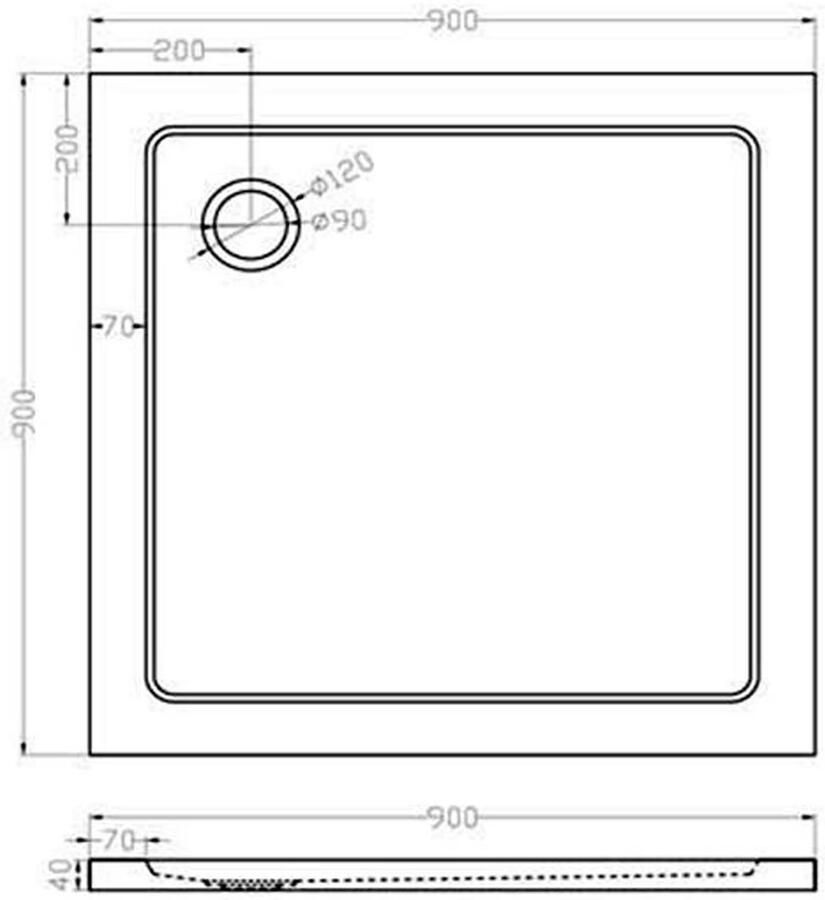 Xellanz Douchebak SMC | 90x90x4 cm | SMC | Excl.Afvoer | Vierkant | Wit glans - Foto 3