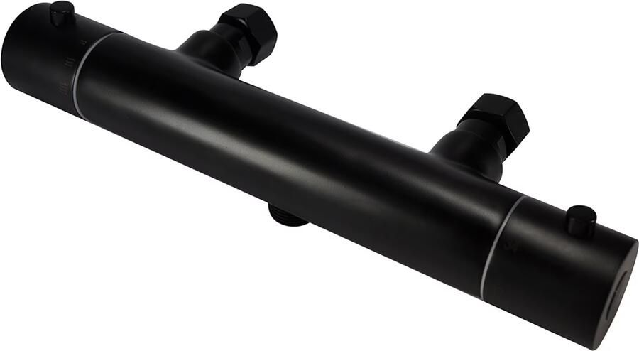 Xellanz Douchekraan Rio | Opbouw | Thermostaatkraan | 1-weg | hoh 15 cm | 2-knops | Rond | Zwart