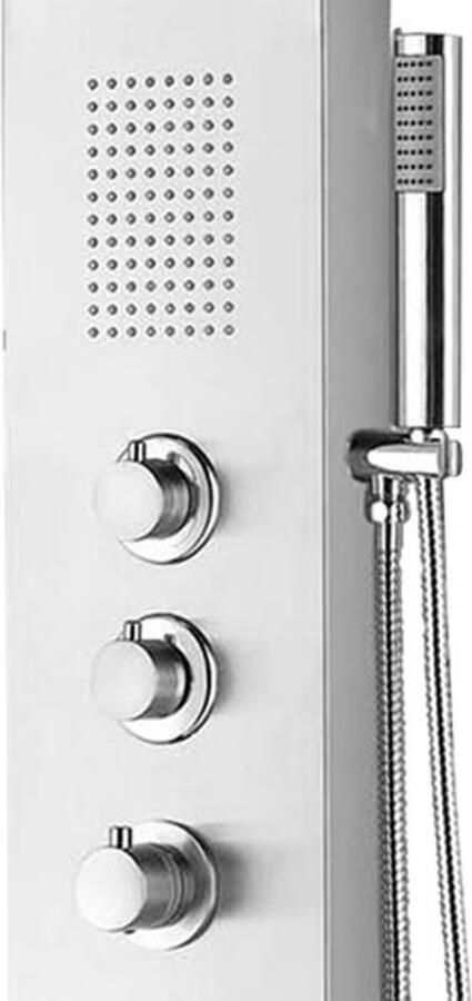 Xellanz Douchepaneel Erie | 148x25 cm | Thermostaatkraan | 3-knops | Vierkant | Geborsteld staal