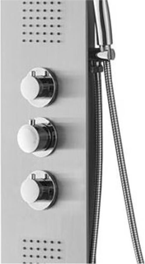 Xellanz Douchepaneel Ontario | Opbouw | 150x22 cm | Thermostaatkraan | 3-knops | Vierkant | Geborsteld staal - Foto 3
