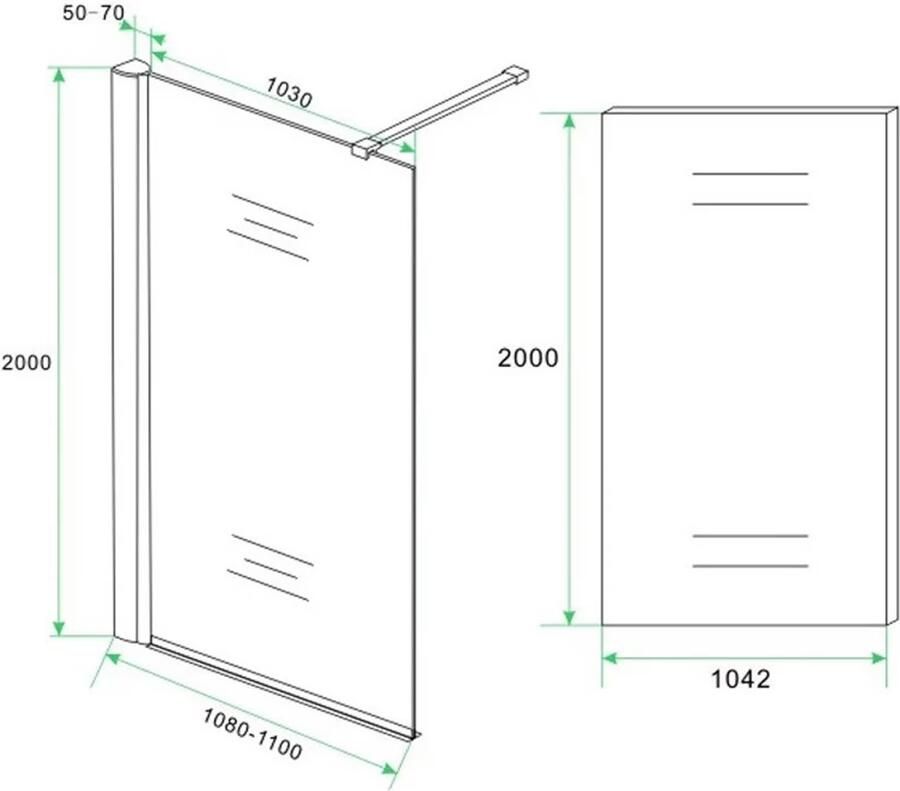 Diamond Line Inloopdouche Eco 140x200cm Antikalk Helder Glas Chroom Profiel 8mm Veiligheidsglas Easy Clean - Foto 6