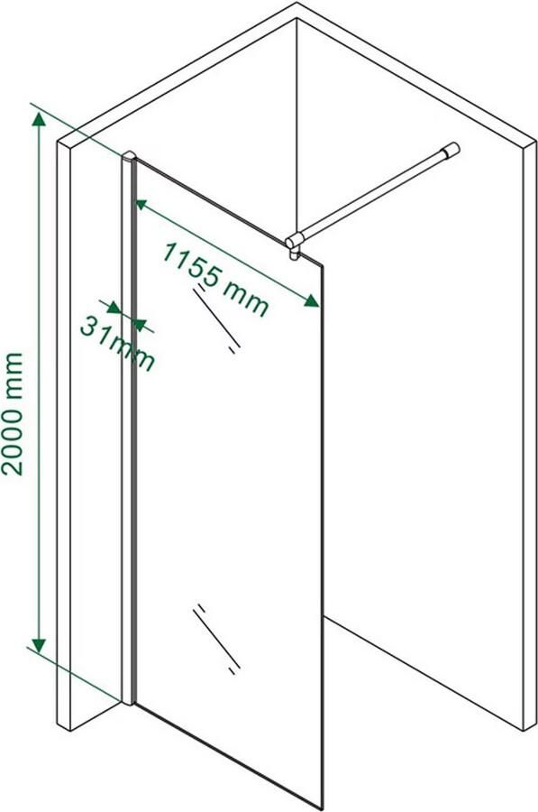 Xellanz Inloopdouche Eco met Zijwand 120x200cm 30x200cm Antikalk Helder Glas Chroom Profiel 8mm Veiligheidsglas Easy Clean - Foto 5