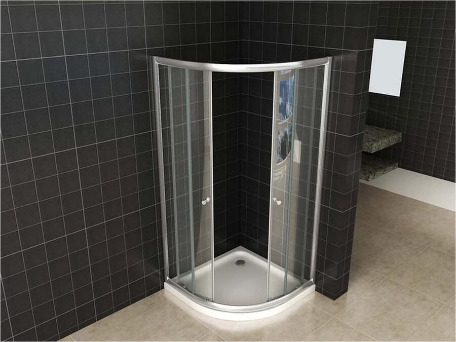 Xellanz Eco kwartronde cabine met twee schuifdeuren 1000x1000x1900x5 mm nano helder glas chroom - Foto 3