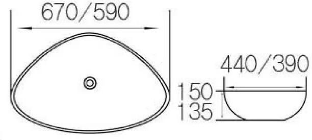 Xellanz Elite waskom 59x39x13.5 cm keramiek driehoekig wit