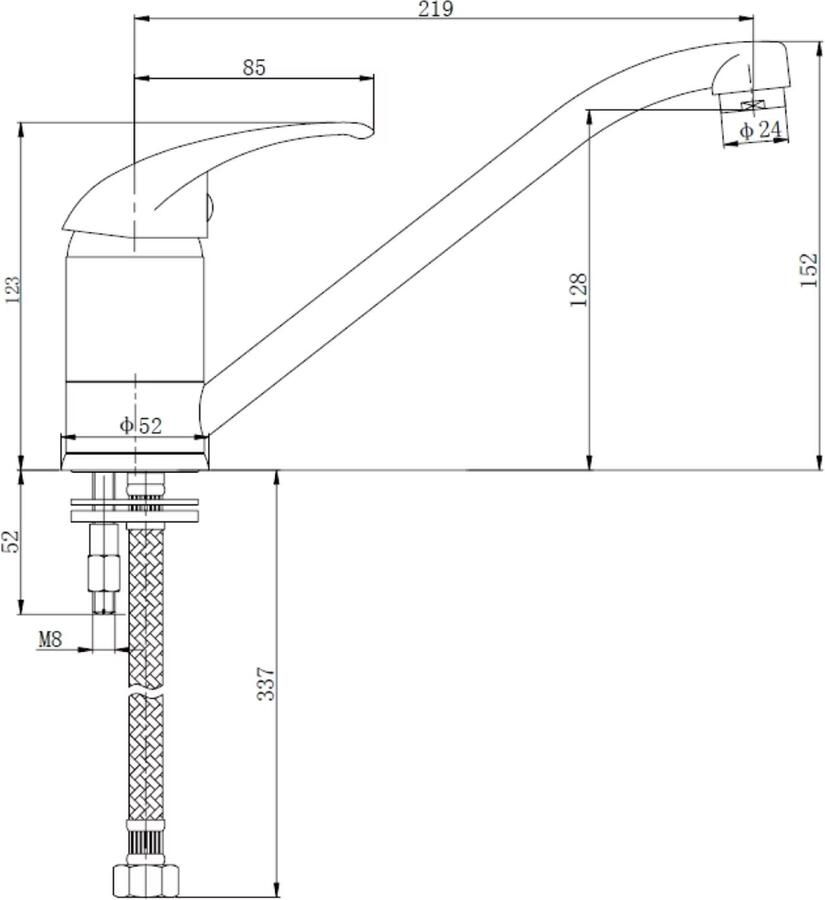 Xellanz Keukenkraan Athos | Opbouw | 360° Draaibaar | Mengkraan | 1-hendel | Rond | Chroom