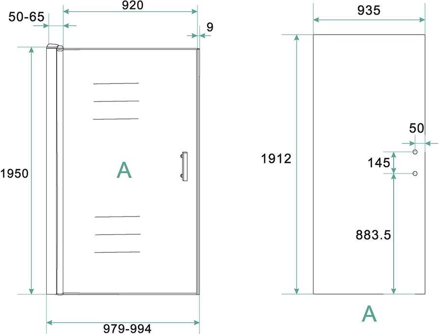 Xellanz Nisdeur Eco | 100x195x0.6 cm | Helder glas | Chroom beslag