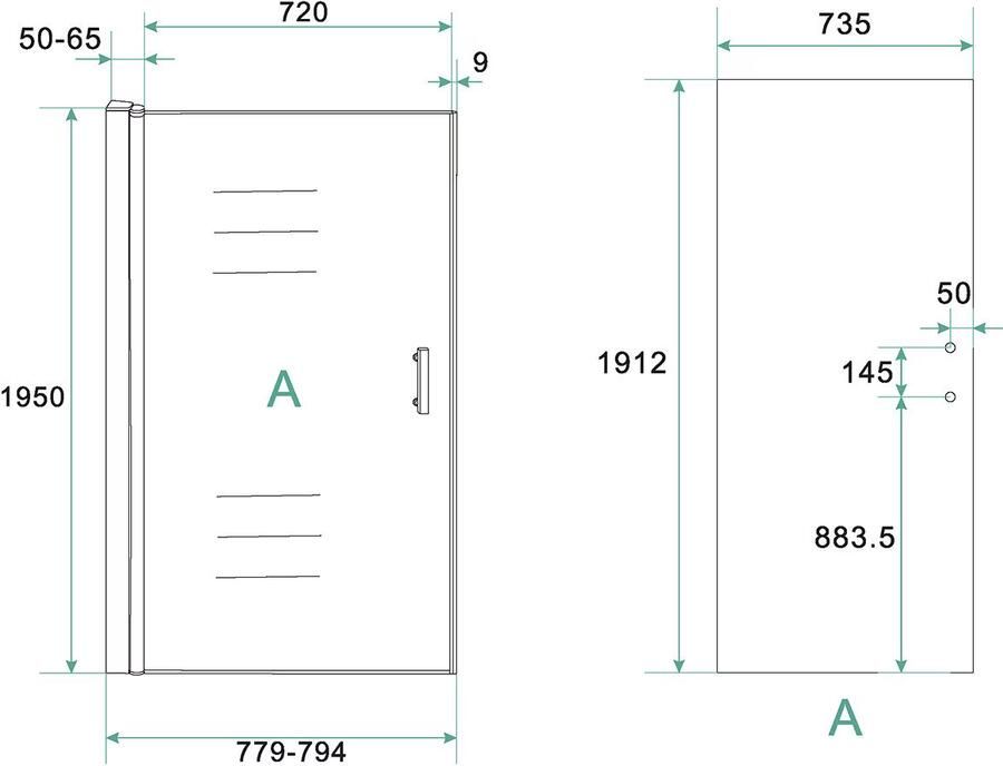 Xellanz Nisdeur Eco | 80x195x0.6 cm | Helder glas | Chroom beslag