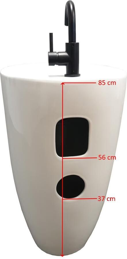 Xellanz Noa vrijstaande wastafel 55x85 cm keramiek rond wit glans - Foto 4