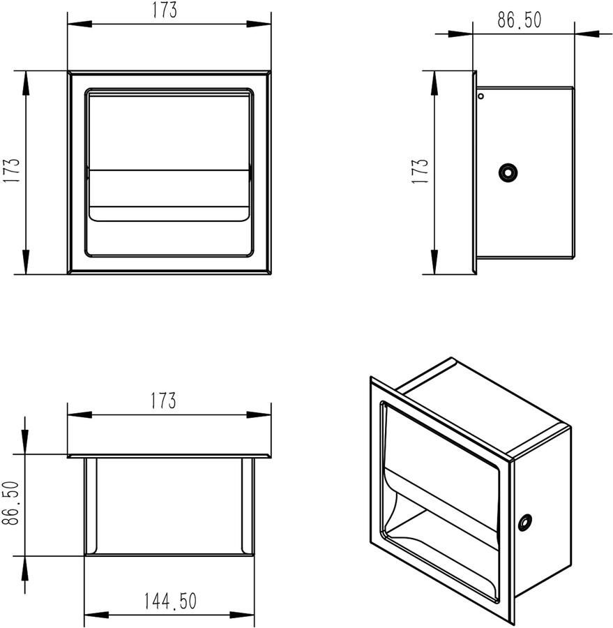 Xellanz Reserverolhouder set Rocko | Inbouw | Incl.Toiletrolhouder | Incl.Inzetstuk | Met klep | RVS