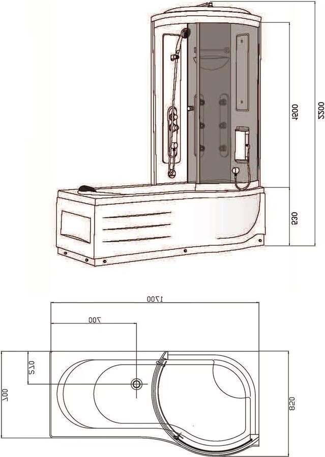 Xellanz Ritual rechts douchecabine met ligbad 170x85x218 cm