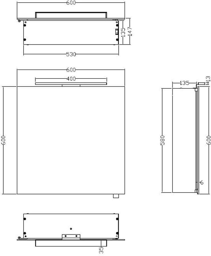 Xellanz Spiegelkast Larissa 60x60x14cm Aluminium LED Verlichting Stopcontact Binnen en Buiten Spiegel Glazen Planken - Foto 3