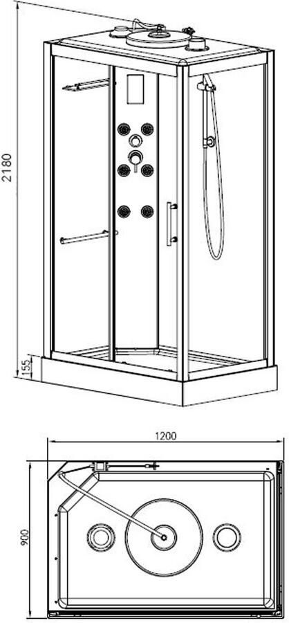 Xellanz Sunshine complete douchecabine links 120x90x218 aluminium chroom profielen - Foto 1