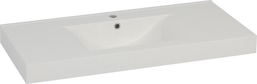 Xellanz Wiesbaden Tigris wastafel enkel met 1 kraangat 100x46x8 cm kunstmarmer glans wit 38.6102 - Foto 2