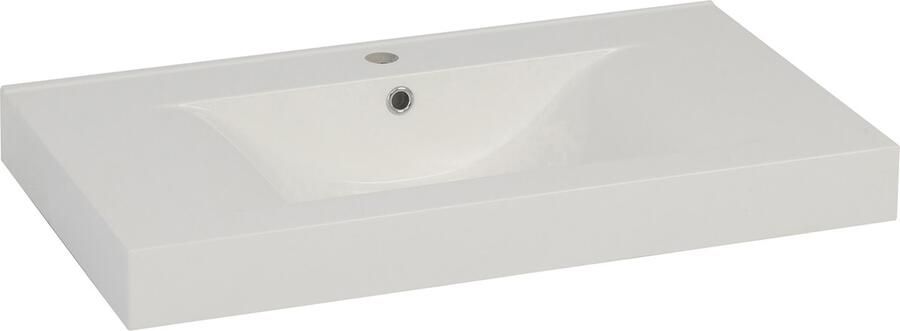Wiesbaden Xellanz Tigris wastafel enkel met 1 kraangat 80x46x8 cm kunstmarmer glans wit 38.6101 - Foto 3