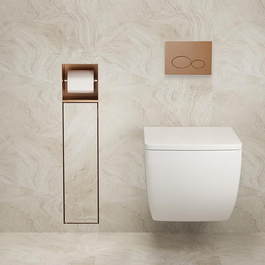 Xellanz Toiletrol- en borstelhouder Rocko | Inbouw | Betegelbaar | Messing | Geborsteld Brons Koper - Foto 2