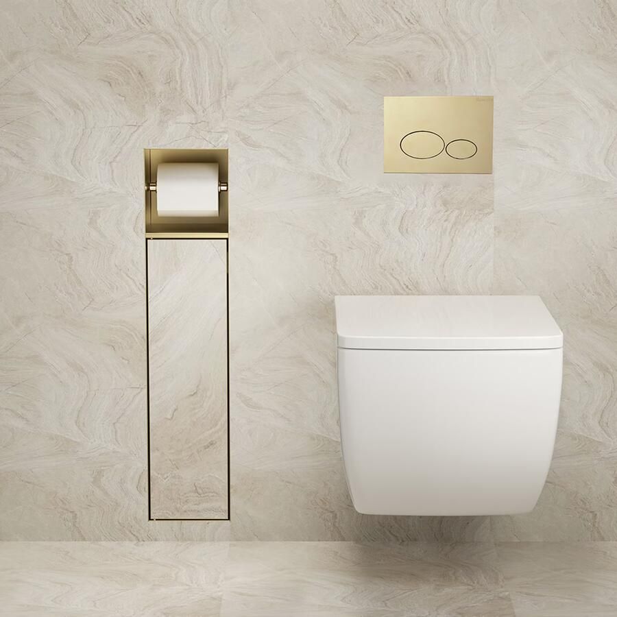 Xellanz Toiletrol- en borstelhouder Rocko | Inbouw | Betegelbaar | Messing | Geborsteld Messing