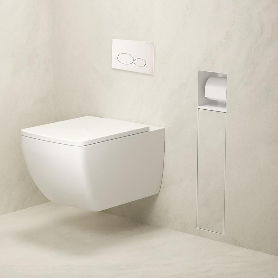 Xellanz Toiletrol- en borstelhouder Rocko | Inbouw | Betegelbaar | Messing | Mat Wit