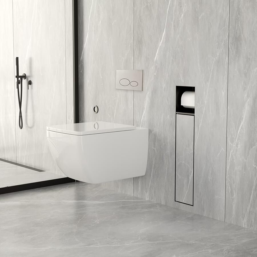 Xellanz Toiletrol- en borstelhouder Rocko | Inbouw | Betegelbaar | Messing | Mat Zwart