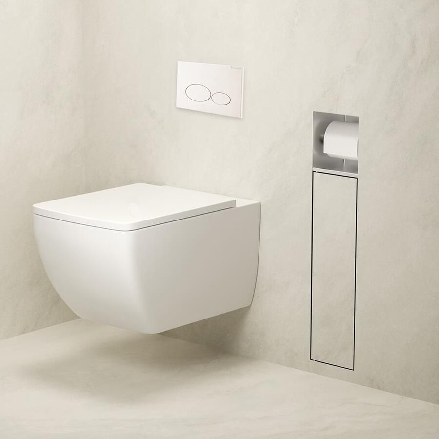 Xellanz Toiletrol- en borstelhouder Rocko | Inbouw | Betegelbaar | Messing | Rvs