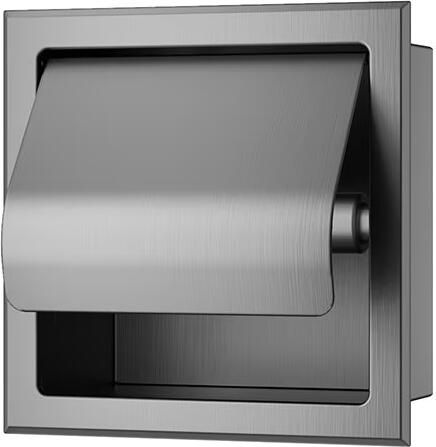 Xellanz Toiletrolhouder met klep Rocko | inbouw montage | Messing | Rechthoekig | Gunmetal PVD - Foto 2