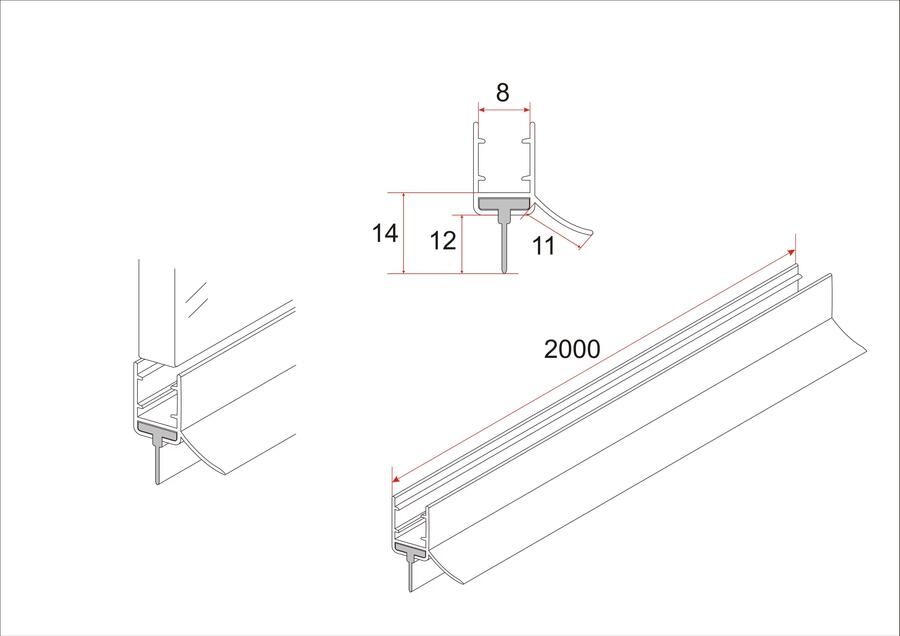 Xellanz universele waterkering horizontaal 200x0.8 cm mat zwart