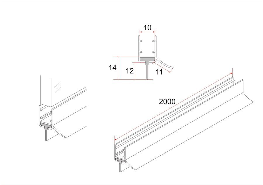 Xellanz universele waterkering horizontaal 200x1 cm mat zwart