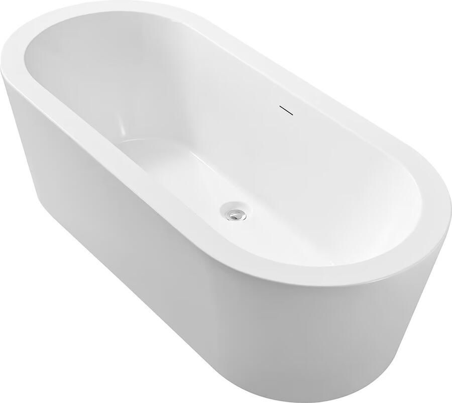 Xellanz Ligbad Vrijstaand Bianco Ovaal 80x178x58.5cm Glasvezelversterkt Hoogwaardig Acryl Glans Wit met Badwaste en Overloop