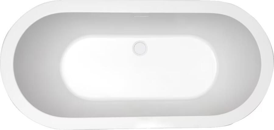 Xellanz Ligbad Vrijstaand Nero Ovaal 80x178x55cm Glasvezelversterkt Hoogwaardig Acryl Glans Zwart Wit met Badwaste en Overloop - Foto 3