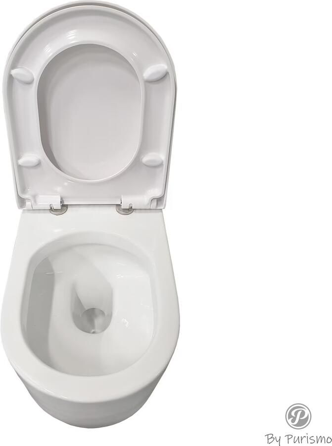 Xellanz Toiletpot Hangend Jinny 55x36x34 5cm Wandcloset Keramiek Diepspoel Nano Coating EasyClean Glans Wit met Softclose Toiletbril - Foto 3