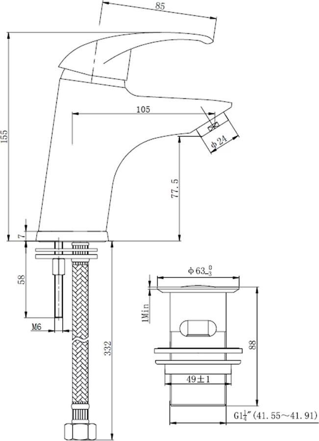 Xellanz Wastafelkraan Athos | Opbouw | Mengkraan | Laag model | 1-hendel | Rond | Chroom
