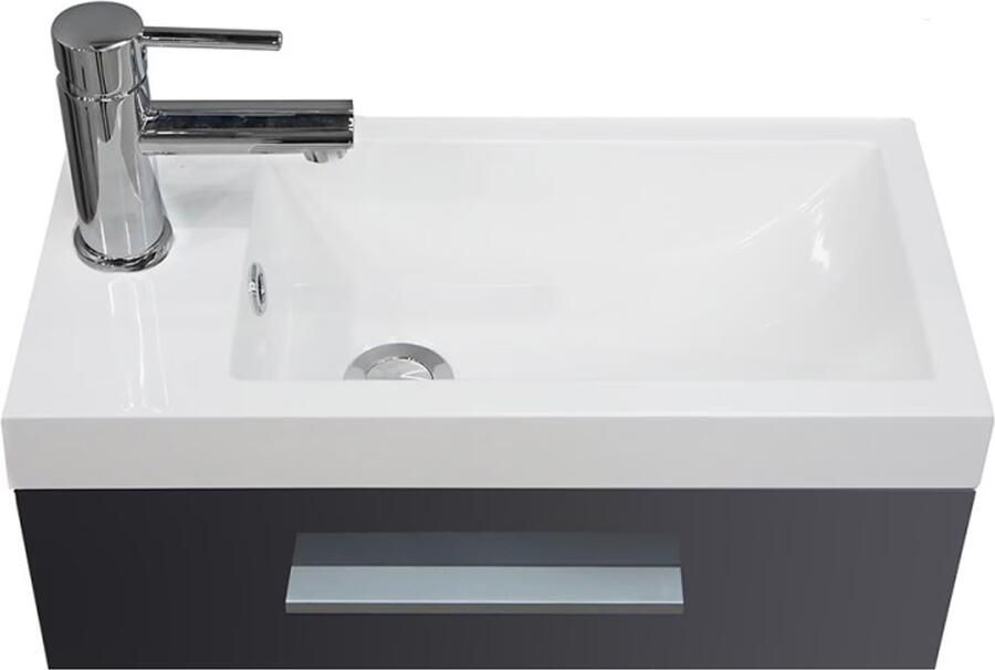 Xellanz Toiletmeubel Emma Hangend 50x50x25cm MDF Hoogglans Grijs Softclose Kunstmarmeren Wasbak - Foto 2