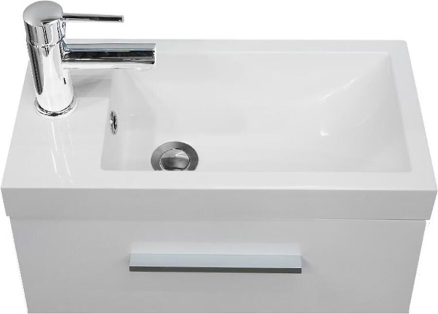 Xellanz Toiletmeubel Emma Hangend 50x50x25cm MDF Hoogglans Wit Softclose Kunstmarmeren Wasbak - Foto 2