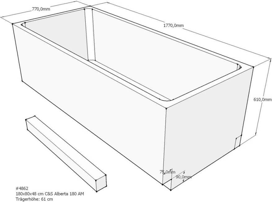 Xenz beterbad baddrager voor cuba 180x80cm