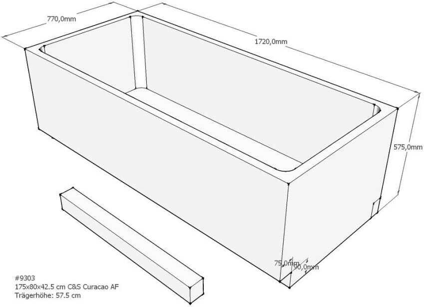 Xenz beterbad baddrager voor curacao 175x80cm