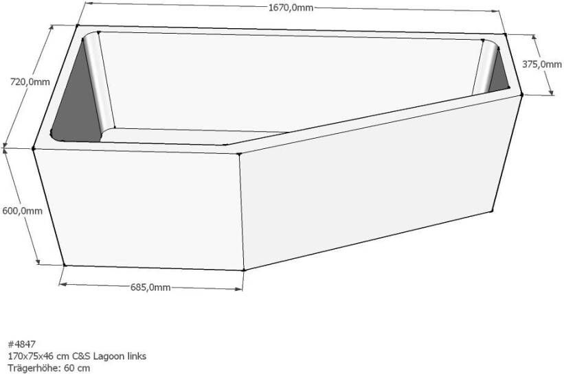 Xenz beterbad baddrager voor lagoon compact links 170x75cm
